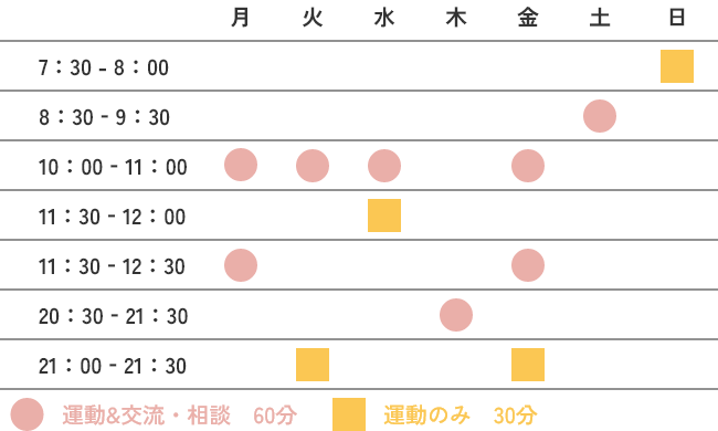 オンラインレッスンのスケジュール
